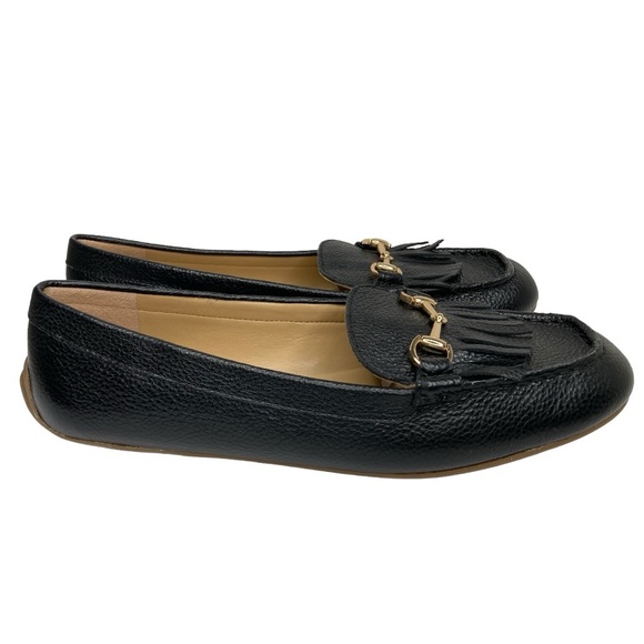 TALBOTS “EVERSON” Black & Gold Horsebit Pebbled Leather Moccasins Loafers, 7M - Picture 4 of 13
